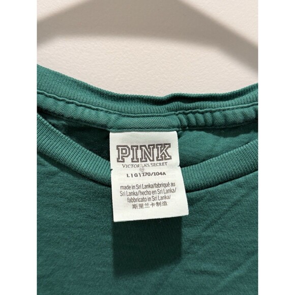 Victoria's Secret PINK Long Sleeve Green Cropped Long Sleeve T Shirt Size Large - Picture 2 of 3